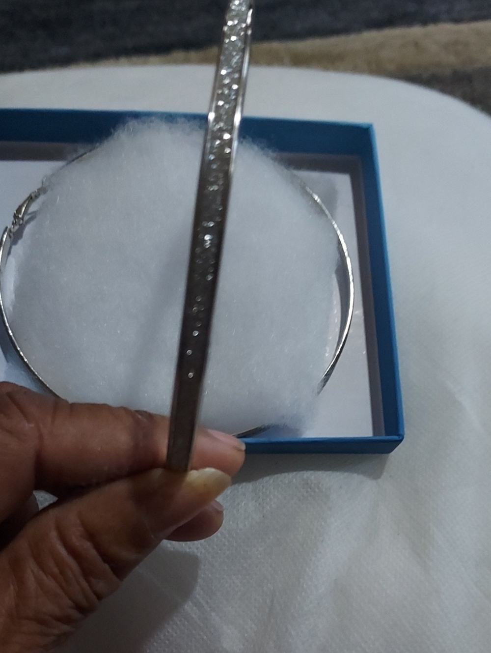Silver-Tone Crystal Accent Bangle Bracelet - Women Jewelry